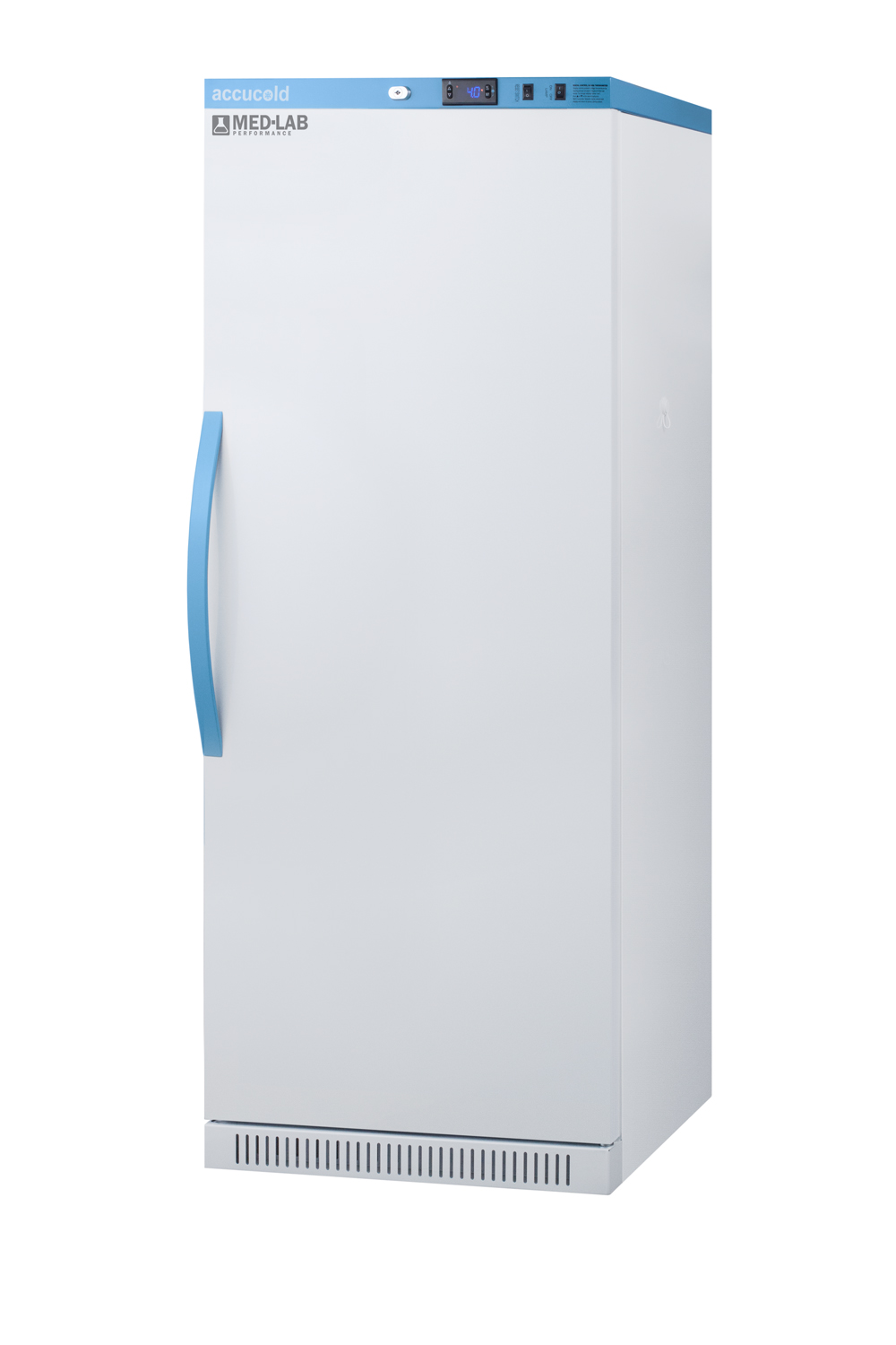 Performance series Med-Lab 12 cu.ft. upright all-refrigerator, antimicrobial silver-ion handle, and hospital grade cord with 'green dot' plus